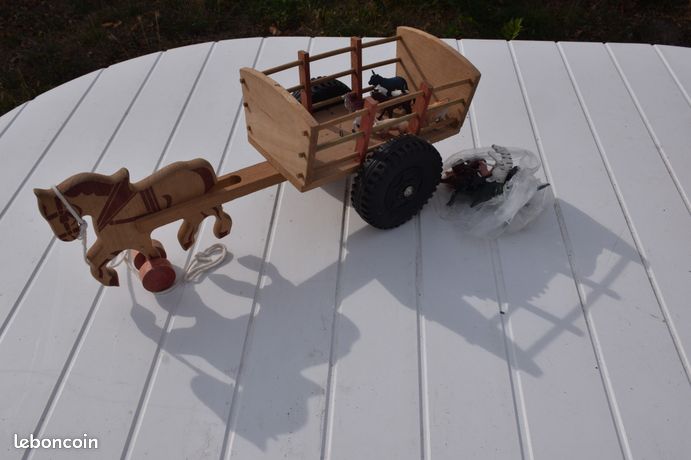 Cheval Brun Tirant Une Vieille Charrette Médiévale En Bois 3d Rendu