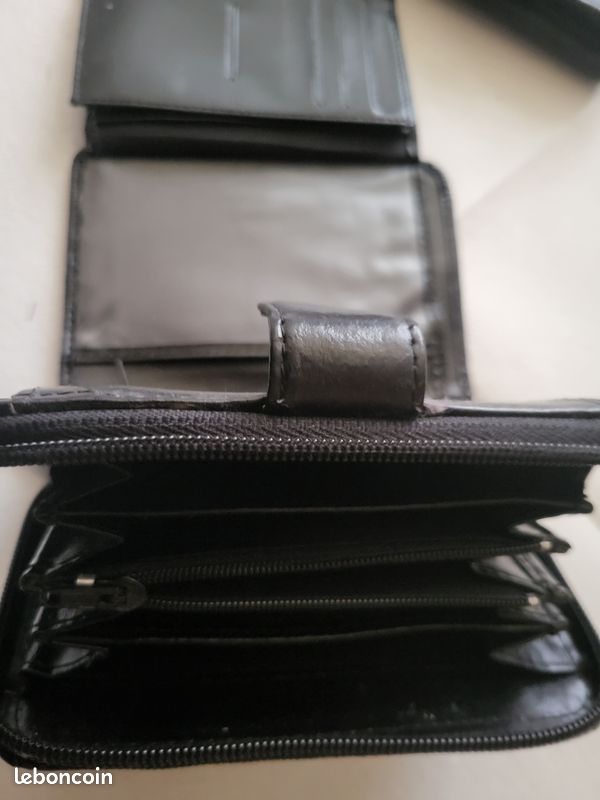 Portefeuille cuir noir hexagona (image 2)