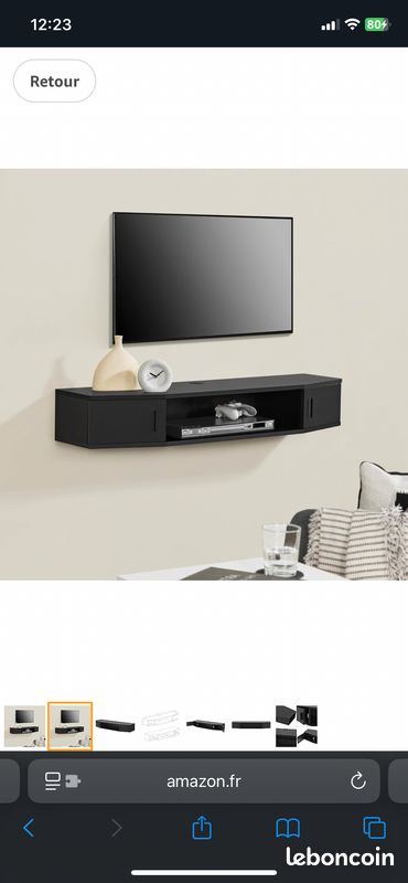 Meuble TV Mural Peti Flottant, Compartiments Ouverts, 135 Cm, Passage De Câbles (Oud) | Leroy Merlin