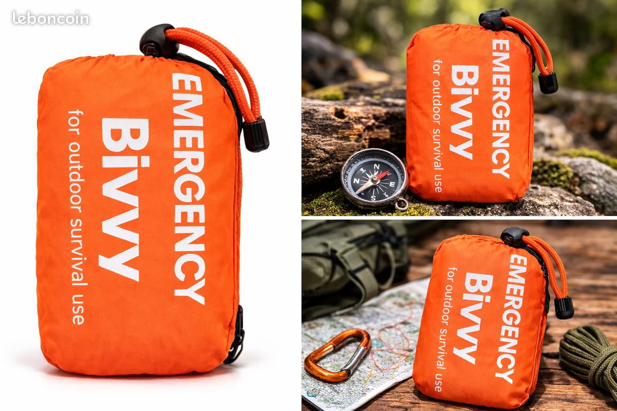 Sac De Couchage D'urgence 2 Places – Bivouac Thermique Réfléchissant 90% Chaleur, Léger, Imperméable – Orange, Pour Camping