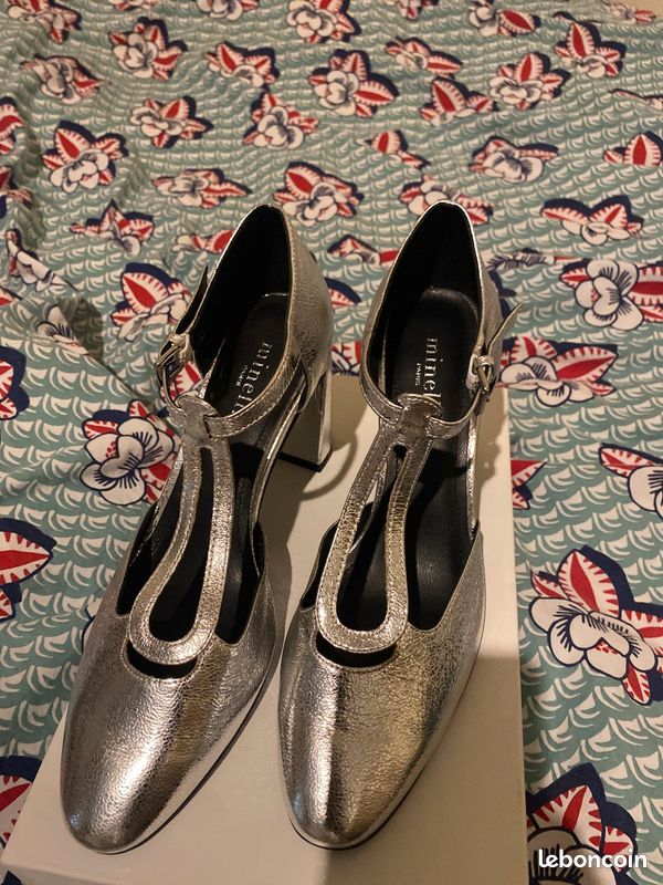 Escarpins Femme Femme Bocage Bocage Soldes Salomé Cuir Argenté