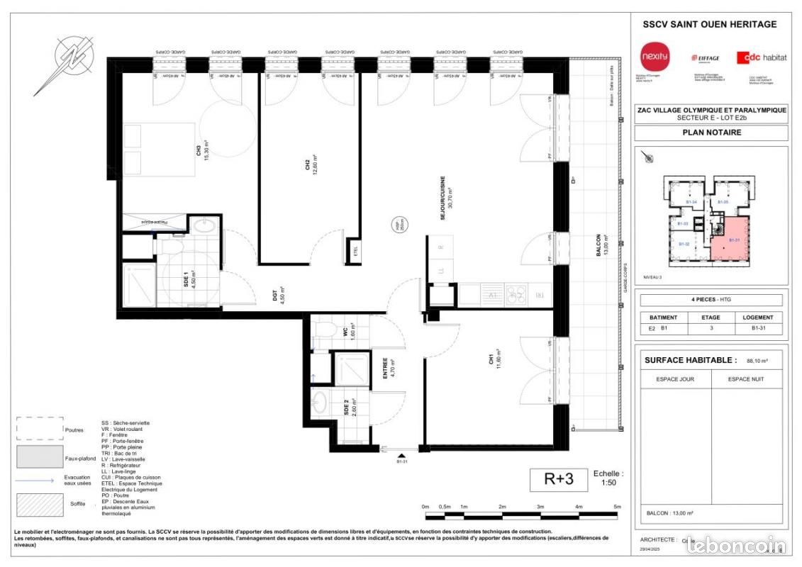 Appartement a louer saint-ouen-sur-seine - 4 pièce(s) - 87 m2 - Surfyn