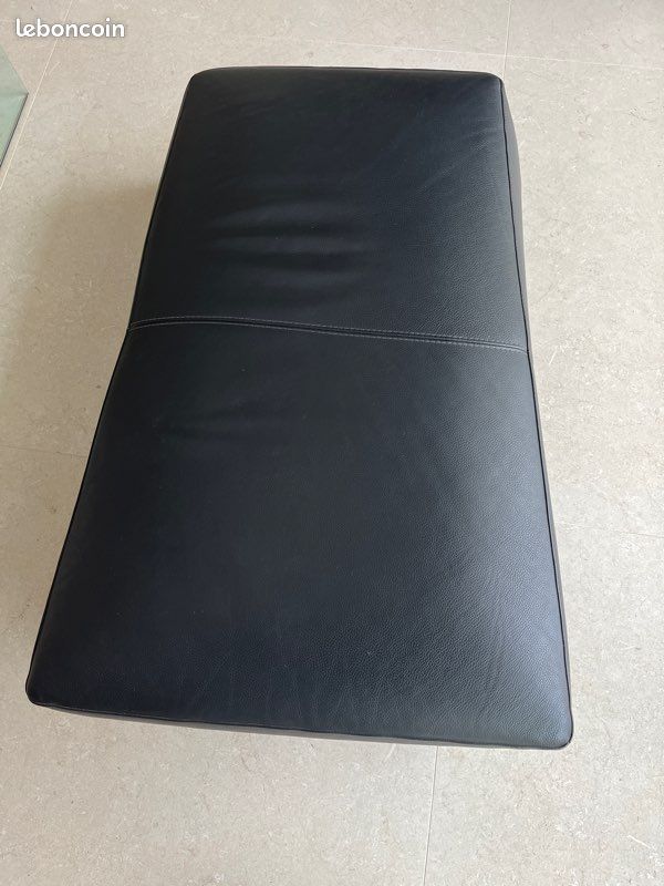 Pouf en cuir noir ROCHE BOBOIS (image 1)