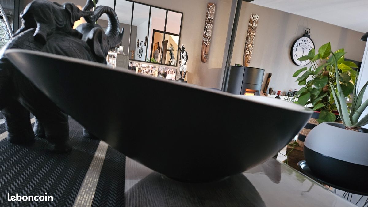 Vasque ovale noire et blanche Leroy Merlin avec bonde (image 4)