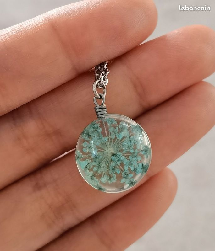 Collier balle fleur chaîne acier inoxydable (image 3)