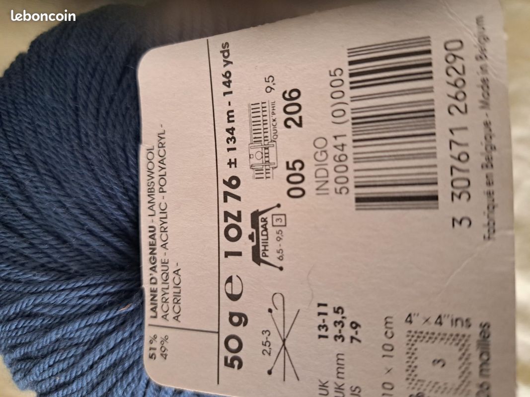 Lot de 9 pelotes Phildar Lambswool (51 % Laine d'agneau) (image 2)