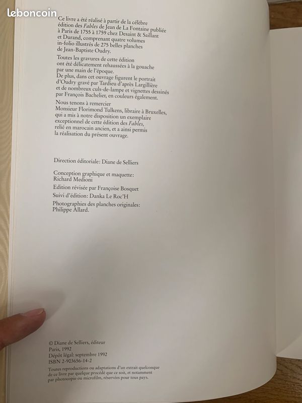 Diane de Selliers – Rare coffret des Fables de La Fontaine en très bon état, 1er ouvrage publié par Diane de Selliers en 1992 (2 tomes) (image 4)