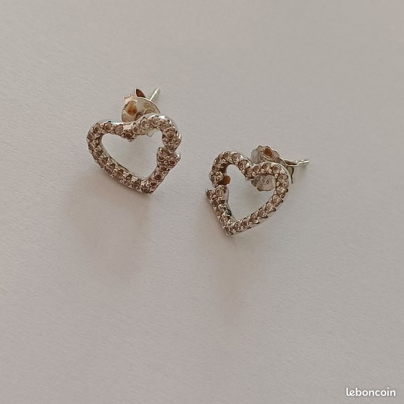 Boucle oreille argent coeur (image 1)
