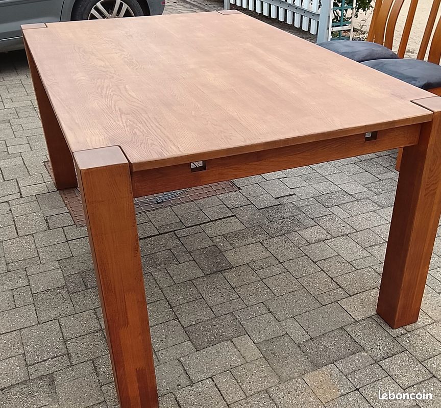 Table en chêne avec 2 rallonges et 6 chaises (image 3)
