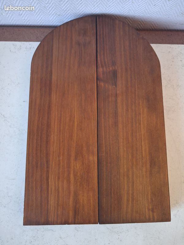 Ancien triptyque en bois épais vierge-jésus-anges vintage (image 5)