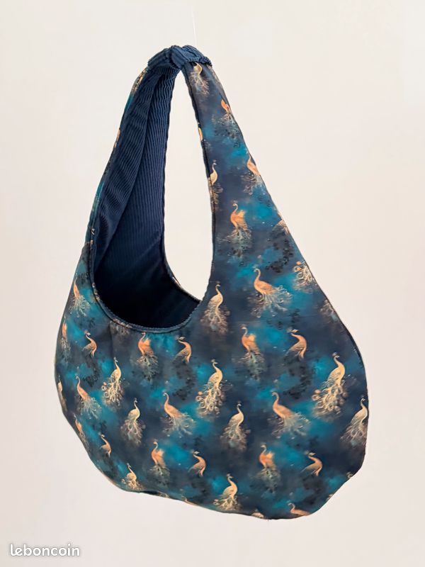 Sac HOBO réversible velours côtelé Bleu (image 2)
