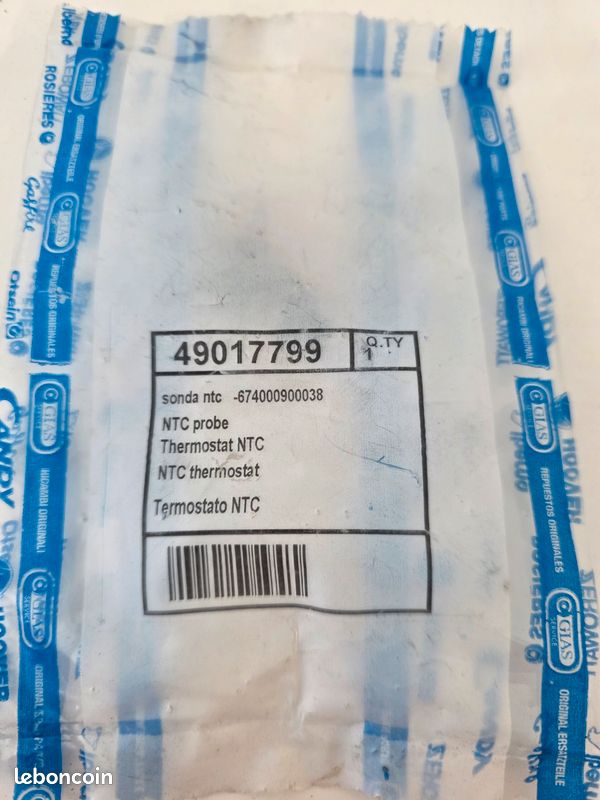 Sonde CTN 49017799 sèche linge Candy Hoover (image 2)