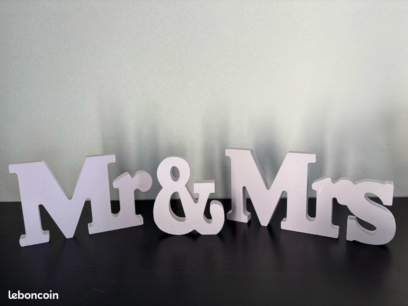 Lettres En Bois Vintage Mr & Mrs - Décoration Mariage, Accessoires Photo, Lot De 3 Pièces
