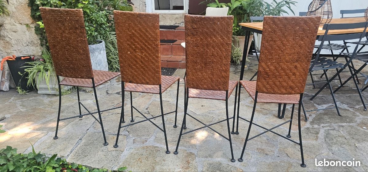 CHAISES rotin et fer forge (image 3)