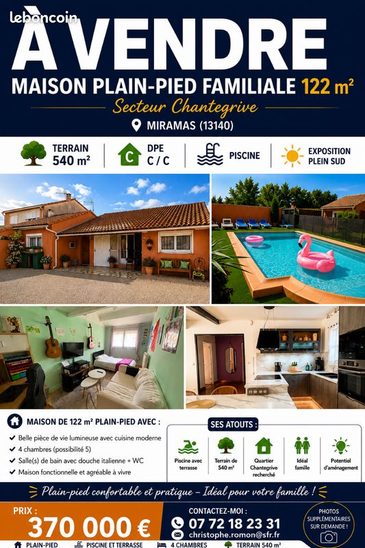 Maison 6 pièces 122 m² · à Miramas · 122 m² · 370 000 €