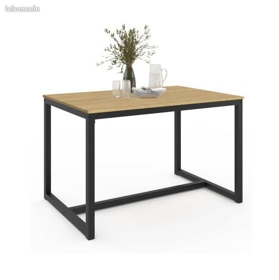 Table à Manger Rectangle 6 Personnes Design Industriel 120 cm (image 1)