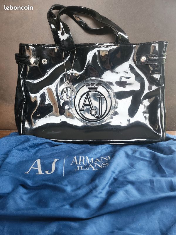 Tote Bag Borsa Vernice Nera Armani Jeans Borse 2018 Leather Bolso