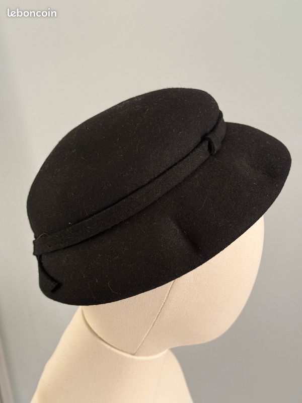Vintage années 50 chapeau feutre noir (image 6)