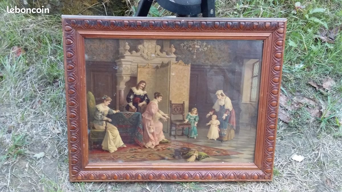 Tableau classique 16 ème siècle scène de famille salon enfants (image 1)