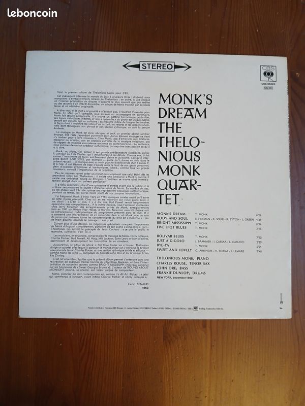 Vinyle The Thelonious Monk Quartet - Monk's dream (image 2)