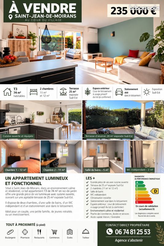 Appartement 3 pièces 74 m² · à Saint-Jean-de-Moirans · 74 m² · 235 000 €
