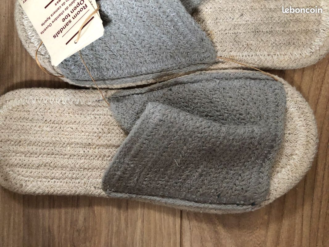Sandales en coton indien MUJI – coton mélangé – Gris – Taille L – Neuves (avec étiquette) (image 3)