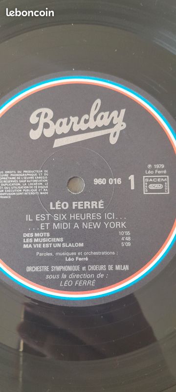 Vinyle "il est six heure ici... Et midi à New-York " de Léo Ferré (image 3)