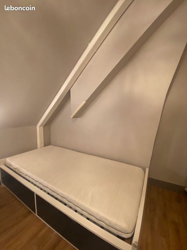 Lit avec rangement, blanc, 90x200 cm (image 1)