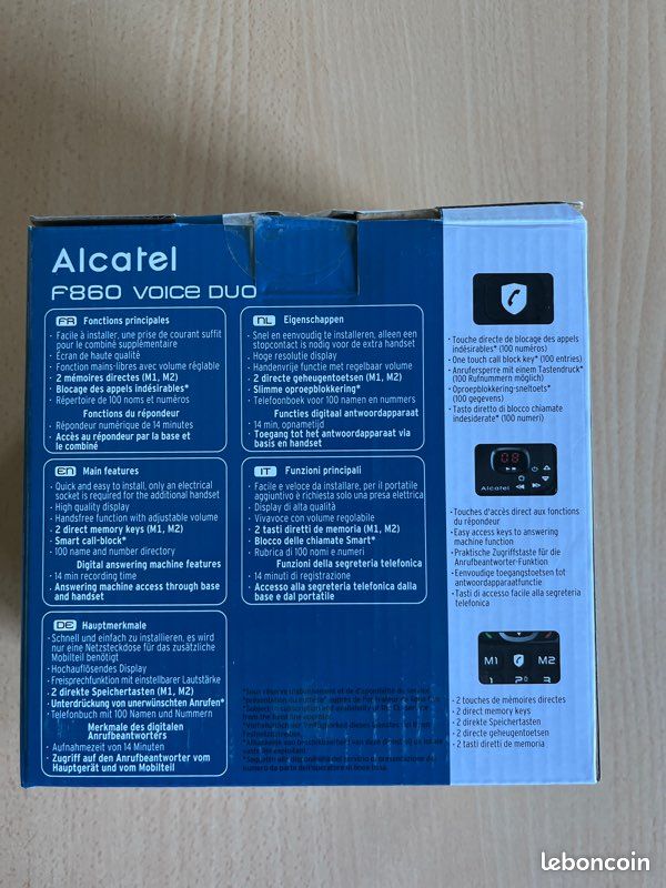 Kit Téléphone Fixe Alcatel F860 Duo – 2 Combinés Sans Fil – Blanc – Occasion