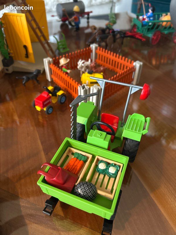 Playmobil Vintage Ferme Country 1999 - Lot Avec Fermier, Brouette, Fourche, Animaux