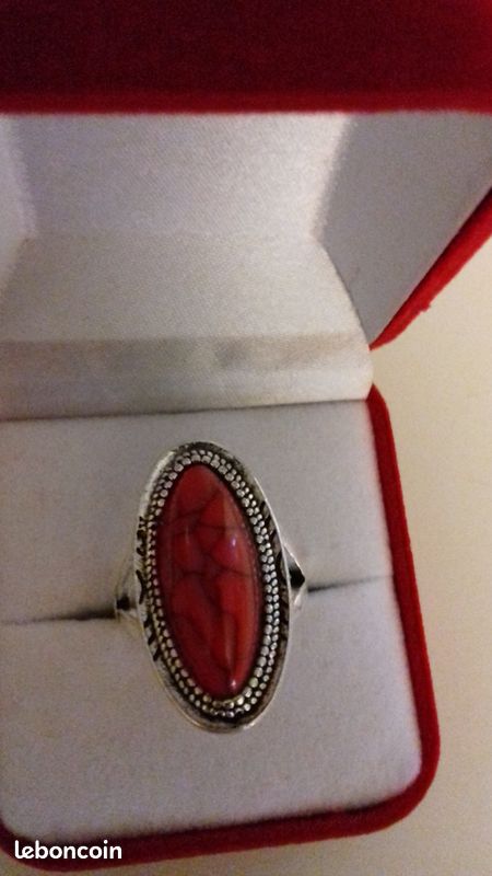 Bague Argent 850‰ Sertie D'un Rubis Rouge - Taille 50 - Neuf Avec écrin - Pierre Précieuse