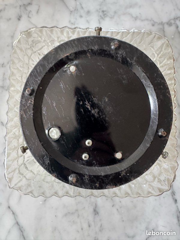 Magnifique Plafonnier Ancien en Verre Moulé - Style Vintage/Rétro - Excellent État (image 3)