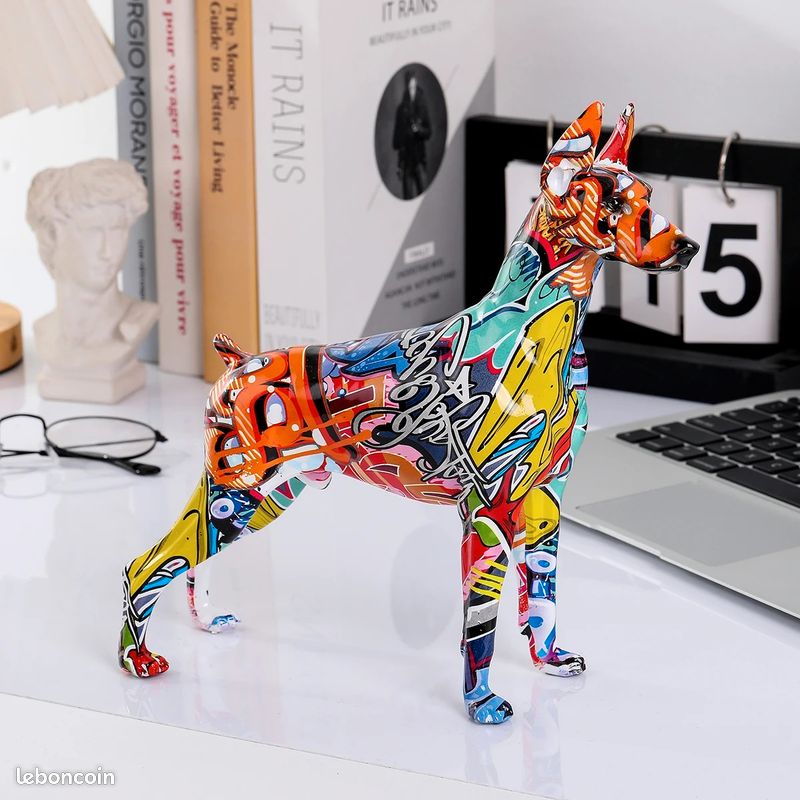 Doberman, Doberman I - Statuette De Chien, Buste Sur Socle En Pierre Sculpture Trophee Pour Lexposition Canine Art Dog 86269892