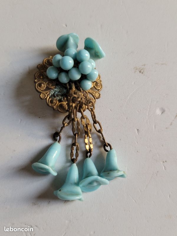 Jolie Paire De Clips D'oreilles Début 1900 - Style Vintage, Couleur Doré, Occasion