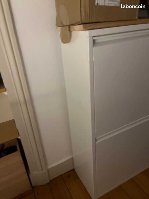 Meuble blanc couloir cuisine rangement poubelle 4 compartiment (image 3)