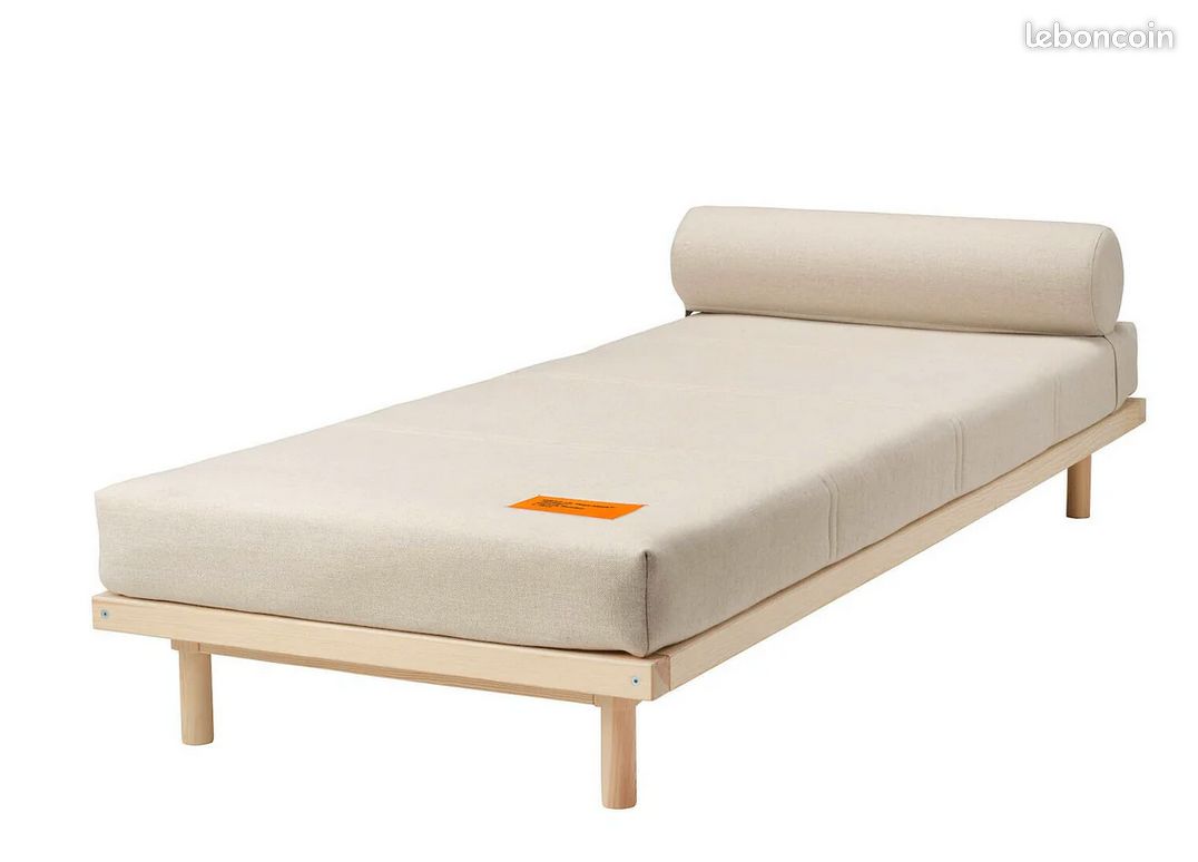 Housse divan IKEA x Virgil Abloh + sommier en bois + matelas 80x200 (image 1)