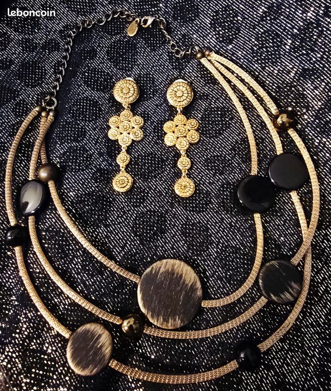 Ensemble Choker Multirangs & Clips Oversize Dorées Vintage (image 1)
