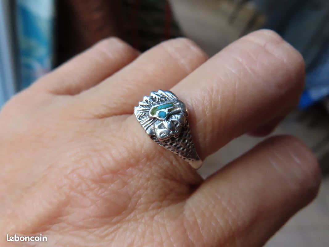 Bague Homme Chef Indien Tête De Mort - Acier Inoxydable 316L - Taille 8 à 13 - Style Amérindien & Tribal