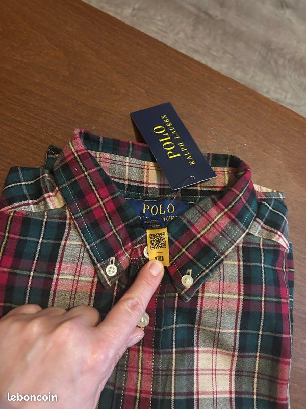 Chemise NEUVE Ralph Lauren manches longues Plaid Cotton Oxford