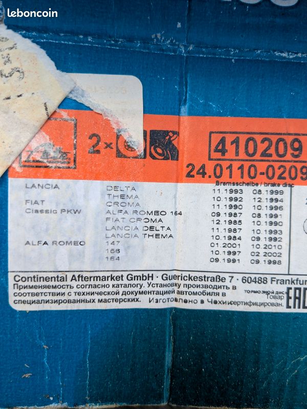 Disques frein AV et AR neufs alfa Opel fiat etc (image 2)