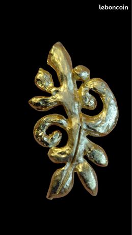Broche Feuille Édouard Rambaud - Bijou Ancien Couture - Métal Doré - Neuf Sans Emballage