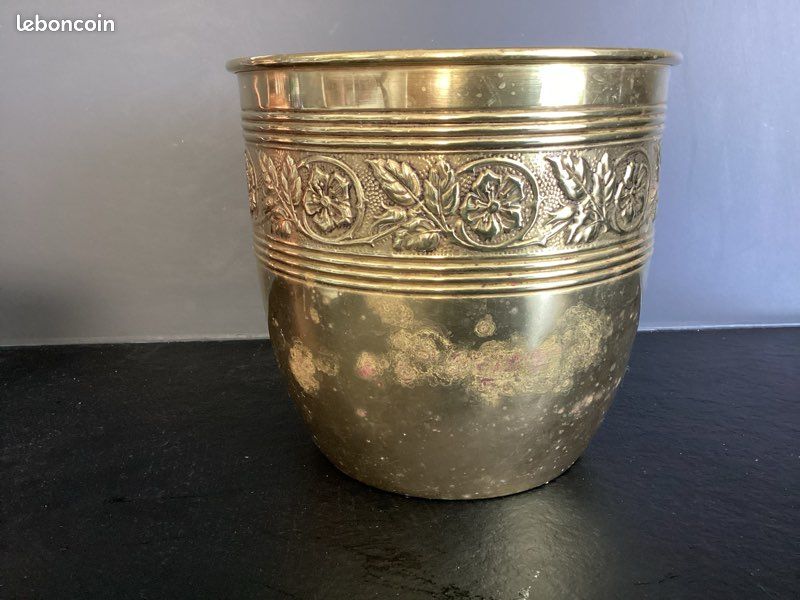 Cache-pot Laiton Ancien Avec Poignées – 13x7 Cm – Style Rétro (occasion)