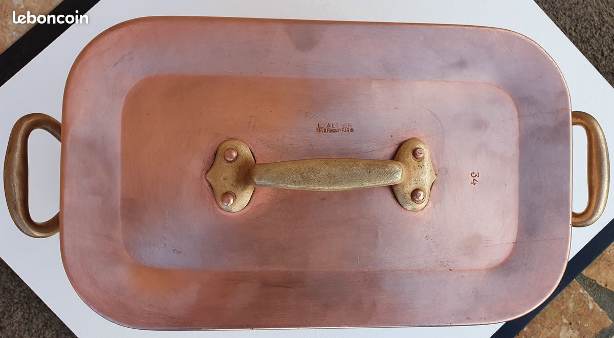 L. ALTIER Braisière en cuivre étamé 5.3 kg ancienne (image 2)
