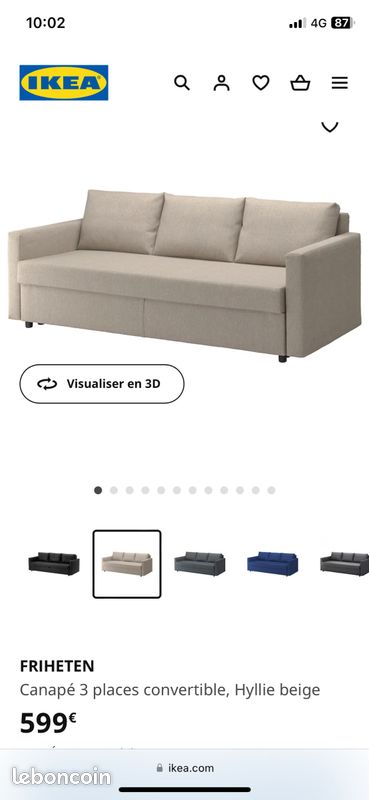 Canapé lit IKEA FRIHETEN (image 2)