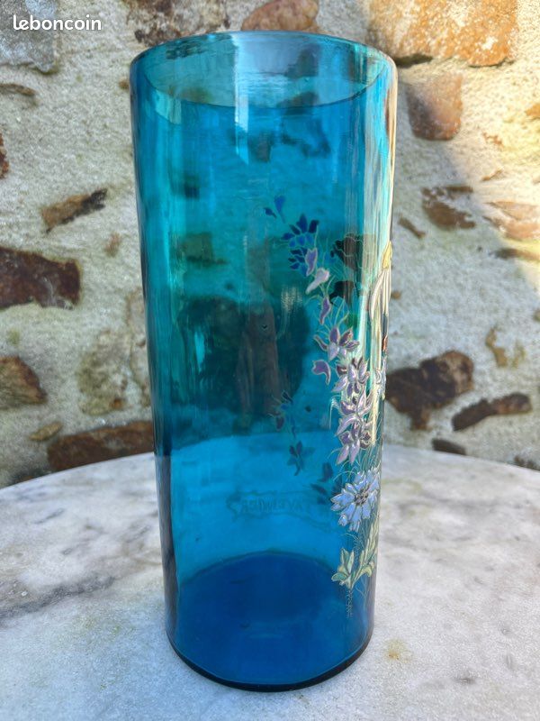 Grande Dame-Jeanne Amadeus En Verre Bleu 34L - Vase Déco, Neuf