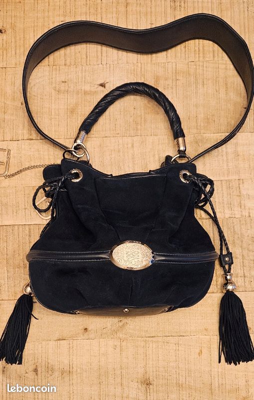 Sac Brigitte Bardot Lancel en suede bleu minuit (image 7)