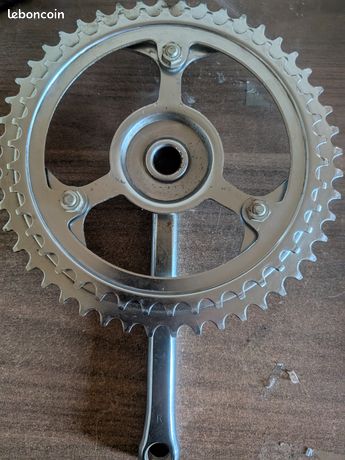 Pédalier Double Plateau 52/46 Dents – Acier Chromé – Pour Vélo Ancien à Clavette