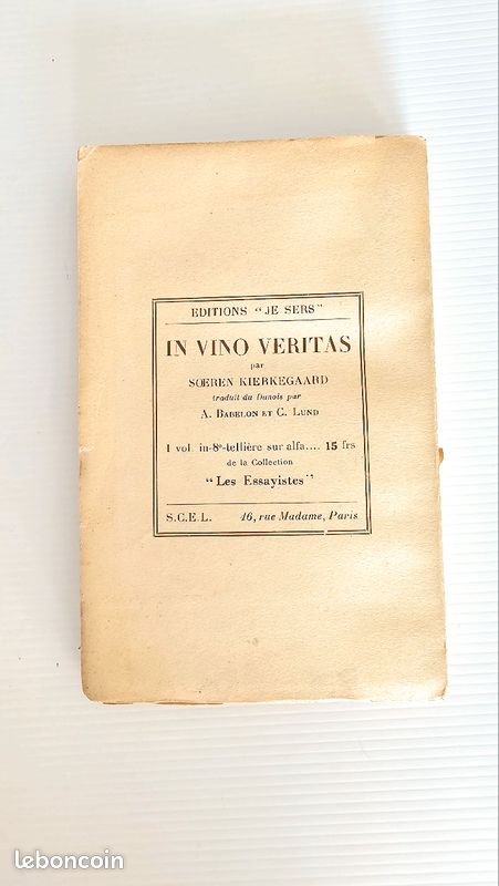 1934- Kierkegaard- Unique exemplaire sur ce site- (image 3)