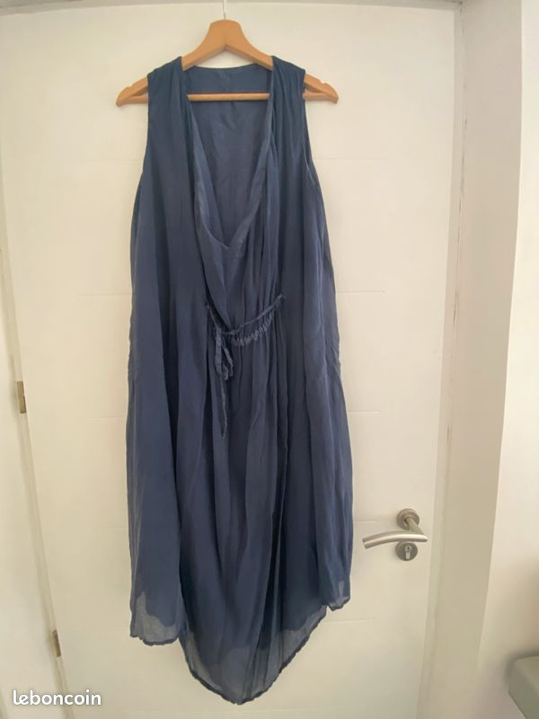 Robe longue bleue doublure soie Taille 40 (image 2)