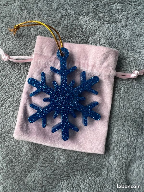 Décoration noël - flocon de neige bleu marine - paillette (image 1)